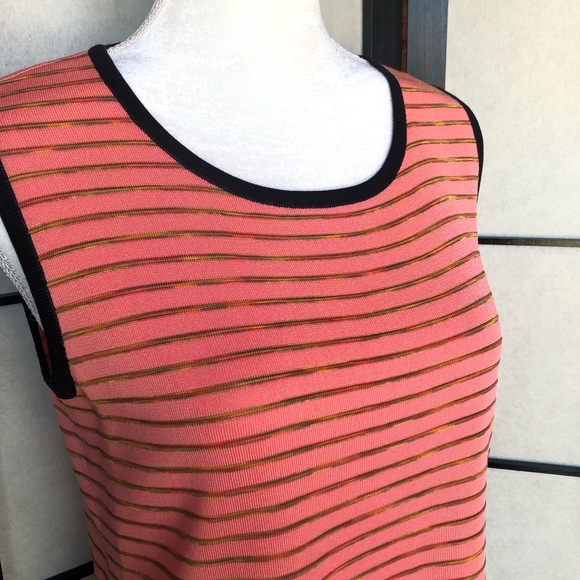 Misook Salmon Black Stripe Sleeveless Top Small - Picture 2 of 4